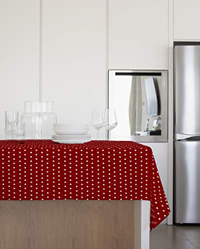 GEMITEX Tischdecke aus Plüsch, 140 x 140 cm, aus PVC, mit roten Punkten, hergestellt in Italien von GEMITEX