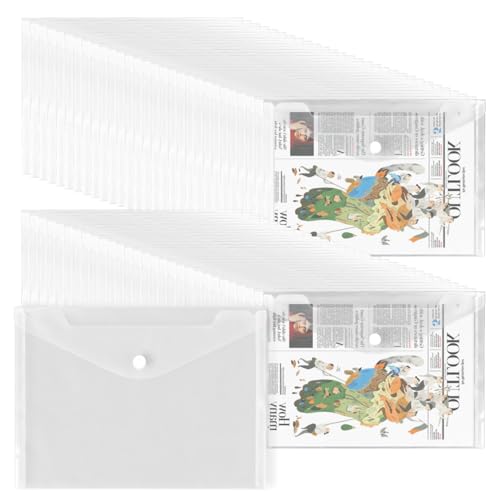Transparente Umschläge mit Druckknopfverschluss, A4, Briefgröße, Kunststoff, für Zuhause und Büro, 100 Stück von GEMLORD