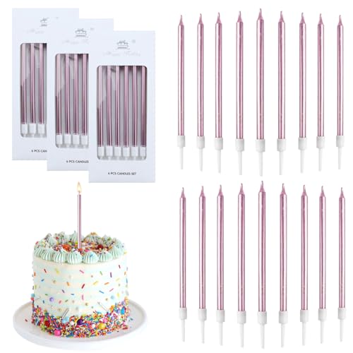 18 Stück Geburtstagskerzen für Torte,Lange Geburtstagskerze mit Haltern, Kerzen Geburtstag für Kinder & Erwachsene, Ideal für Dekorative Geburtstagstorte, Hochzeitsparty, Abschlussfeier (Roségold) 18 Stück Geburtstagskerzen für Torte,Lange Geburtstagskerze mit Haltern, Kerzen Geburtstag für Kinder & Erwachsene, Ideal für Dekorative Geburtstagstorte, Hochzeitsparty, Abschlussfeier (Roségold) von GEMMAHW