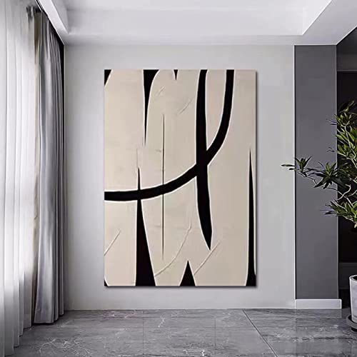 Beige und Schwarz Abstrakter Druck auf Leinwand, Leinwand Bilder XXL, Elegantes, minimalistisches Wanddekorationsposter für Wohnzimmer, 70 x 100 cm, rahmenlos von GEMMII