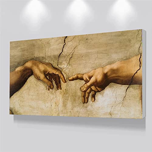 Berühmte Kunst von Hand zu Hand Die Erschaffung Adams von Michelangelo, XXL-Wandbilder, Poster, Drucke für Wohnzimmer, 65 x 132 cm, rahmenlos von GEMMII