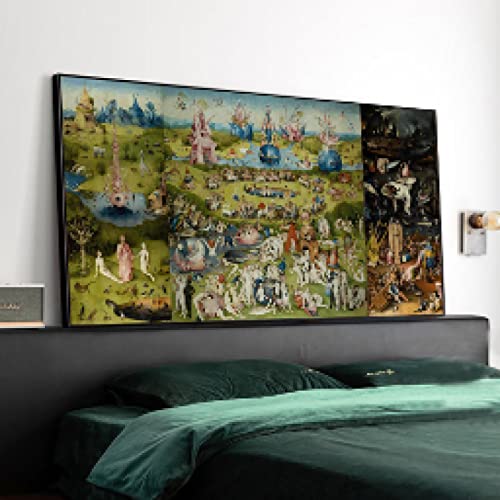 Druck Auf Leinwand XXL The Garden Of Earthly Delights Famous Painting Art On Canvas Prints Classic Wall Decor Poster Picture 80x160cm Frameless von GEMMII