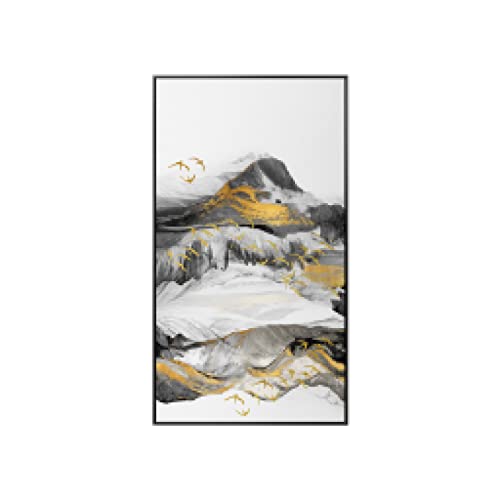 GEMMII Abstraktes Gemälde Nebelwald Landschaft Berg Wandkunst Leinwand für Wohnzimmer China Splash Tinte nordischen Stil Dekor 30x60cm rahmenlos von GEMMII