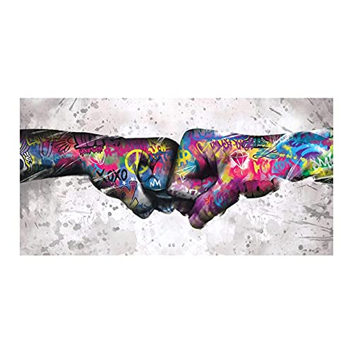 GEMMII Leinwandbild XXL, Street Art Graffiti Wandkunst Abstrakte Faust Leinwand Malerei Poster und Drucke Home Wand Dekoratives Bild 80x160cm Rahmenlos von GEMMII