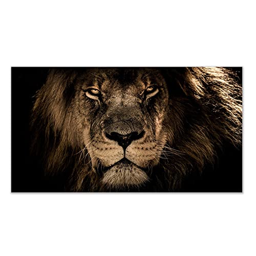 GEMMII Modernes Löwenbild, Löwenkopf-Portrait, Wandkunst, Gemälde, Bilder, Druck auf Leinwand, Tier, das Bild, modernes Dekor, 80 x 160 cm, rahmenlos von GEMMII