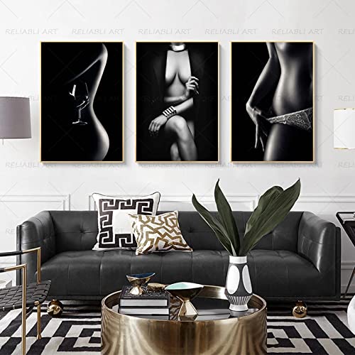 GEMMII Schwarz-weißer sexy nackter Frauenkörper-Poster Große Leinwand Bild Bilderdruck auf Leinwand, Wandkunst, Schlafzimmer, Heimdekoration, HD-Drucke, 80 x 120 cm x 3, rahmenlos GEMMII Schwarz-weißer sexy nackter Frauenkörper-Poster Große Leinwand Bild Bilderdruck auf Leinwand, Wandkunst, Schlafzimmer, Heimdekoration, HD-Drucke, 80 x 120 cm x 3, rahmenlos von GEMMII