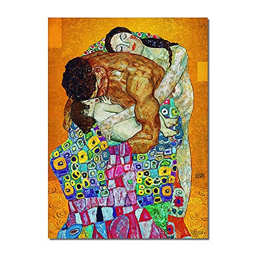Leinwandbild Abstrakte klassische Gustav Klimt Familie Gemälde auf Leinwand Moderne Poster und Drucke Leinwand Wandkunst Bild 70 x 100 cm rahmenlos von GEMMII