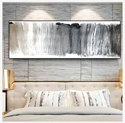 Leinwandbild XXL- Abstrakt Panorama Schwarz-Weiß-Leinwand Poster Wandkunst Bilder für Wohnzimmer Sofa Home Decor 60x180cm Rahmenlos von GEMMII
