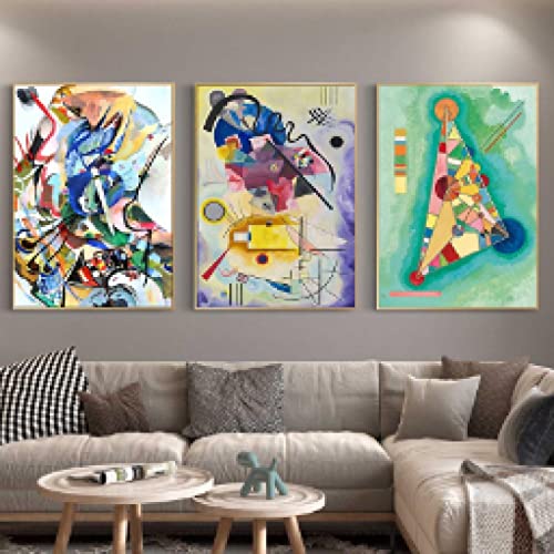 Vintage Wassily Kandinsky Leinwand Bilder XXL, Berühmter Druck Poster und Druck Leinwand Wandkunst Bild für Wohnzimmer Dekor 42x60cmX3 Rahmenlos von GEMMII
