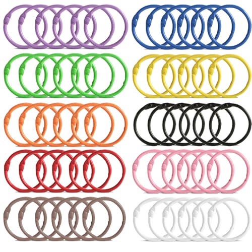 100 Stück Loseblatt-Binderinge 2,5 cm, Metallringe für Karteikarten, Bücher, Papierringe, kleine Binder, Flash-Karte, Schlüsselring-Clips von GEMSENBOFU