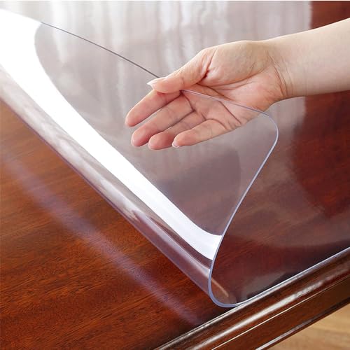 2 Mm Dicke Tischfolie Tischdecke Transparent Durchsichtig Abwaschbar Garten-Tischdecke Tischschutz-Folie PVC Plastik-Tischdecken Wasserabweisend Eckig Meterware,60X60cm von GENERIC