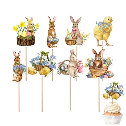 Cupcake-Dekorationen für Ostern, Partywahl für Cupcakes | 8 Stück Cake Topper Hasenpick aus Papier, Auswahl von Kuchen mit klarem Druck für Fotowand, Hintergrund Cupcake-Dekorationen für Ostern, Partywahl für Cupcakes | 8 Stück Cake Topper Hasenpick aus Papier, Auswahl von Kuchen mit klarem Druck für Fotowand, Hintergrund von GENERIC