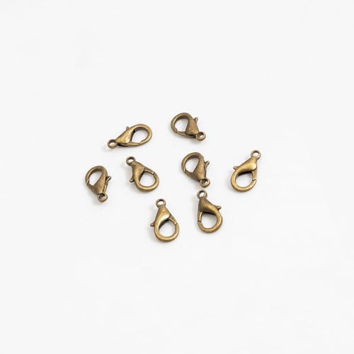 Karabinerverschlüsse für handgefertigte Halsketten, Armbänder, Schmuckherstellung, Zubehör, 100 Stück (10 mm, Antik-Bronze) von GENGMEI