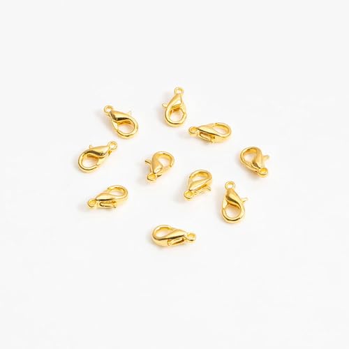 Karabinerverschlüsse für handgefertigte Halsketten, Armbänder, Schmuckherstellung, Zubehör, 100 Stück (10 mm, Gold) von GENGMEI
