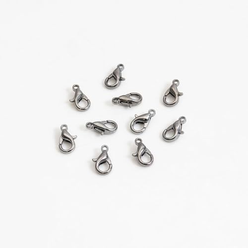Karabinerverschlüsse für handgefertigte Halsketten, Armbänder, Schmuckherstellung, Zubehör, 100 Stück (10 mm, Gun Black) von GENGMEI
