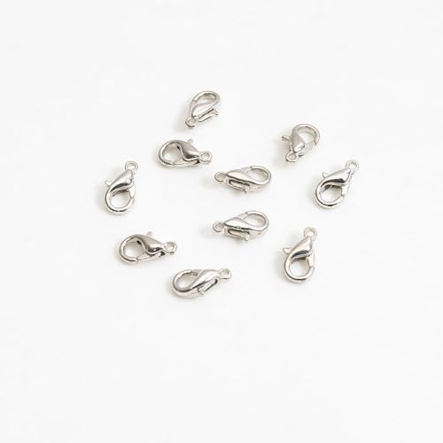 Karabinerverschlüsse für handgefertigte Halsketten, Armbänder, Schmuckherstellung, Zubehör, 100 Stück (10 mm, nickelfrei, weiß) von GENGMEI