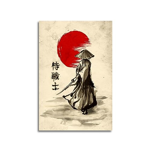 GENGSHENG Japanische Samurai-Poster, Wandkunst, Samurai-Charakter, roter Mond, Leinwand, Gemälde, Heimdekoration für Wohnzimmer, Schlafzimmer, ungerahmt, 40,6 x 61 cm GENGSHENG Japanische Samurai-Poster, Wandkunst, Samurai-Charakter, roter Mond, Leinwand, Gemälde, Heimdekoration für Wohnzimmer, Schlafzimmer, ungerahmt, 40,6 x 61 cm von GENGSHENG