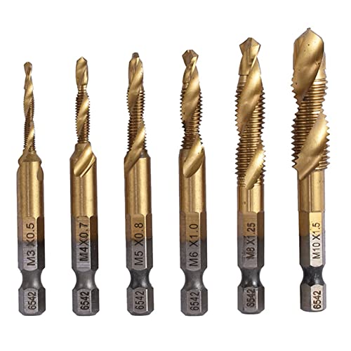 Gengutoo 6pcs Metrik Kombination Drill Tap Bit Kit Starke Metallbeschichtung Hochgeschwindigkeitsstahl M3 M4 M5 M6 M8 M10 Leichte Tragbare Einmal-Bearbeitungsvorgänge Gengutoo 6pcs Metrik Kombination Drill Tap Bit Kit Starke Metallbeschichtung Hochgeschwindigkeitsstahl M3 M4 M5 M6 M8 M10 Leichte Tragbare Einmal-Bearbeitungsvorgänge von GENGUTOO