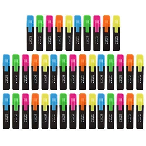 40x GENIE Textmarker 5 Farben Neon Marker Set Highlighter Stifte Leuchtmarker von GENIE