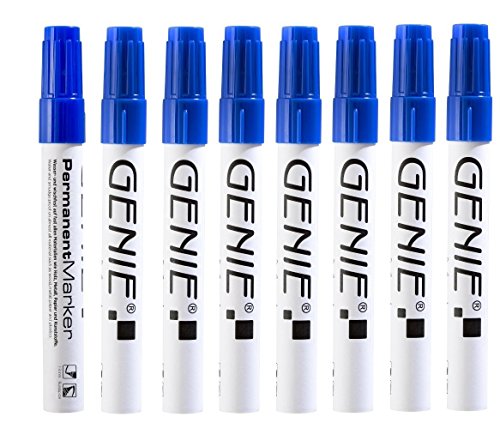 Genie 12594 Permanent Marker (mit 1-3 mm Rundspitze und Metallschaft) 8er Pack; blau von GENIE