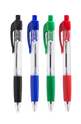 Genie 40002 Kugelschreiber; Farbig Sortiert; Geeignet für Linkshänder; 12er Pack Inhalt: 4 x Schwarz; 4 x blau; 2 x rot und 2 x grün von GENIE