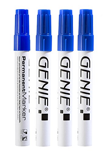 Genie 40034 Permanent Marker; blau; 4 er Pack mit 1-3 mm Rundspitze und Metallschaft von GENIE