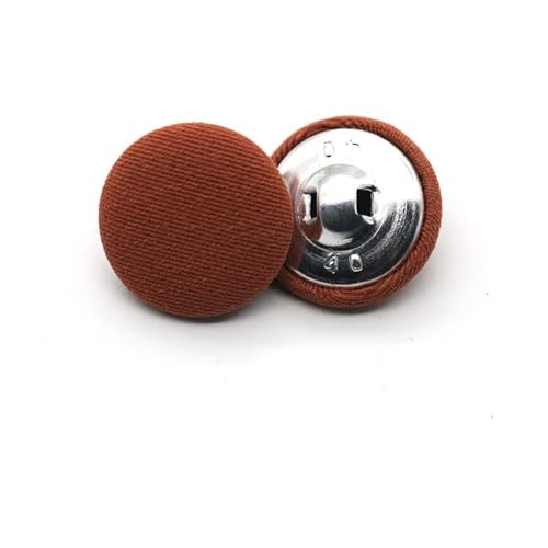 10 Stück Runde Stoff beschichtete Metallknöpfe Kleid Hemd Stoff Schaft Schnalle Nähzubehör Bekleidung DIY Deko (Orange-Rot, 20mm) von GENODA