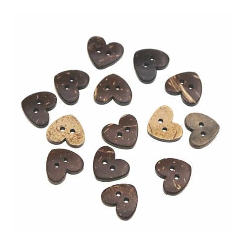 50 Stück Herzknöpfe Kokosnuss Knöpfe für DIY Scrapbooking Nähen (10mm 50pcs) von GENODA