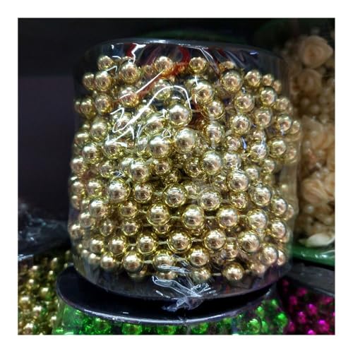 9,1 Meter/Lot ABS-Perlen Imitation 8mm Weihnachtskette-Perlenkette Dekoration Vorhang DIY Zubehör weiß, rot, blau, grün (hellgold) von GENODA