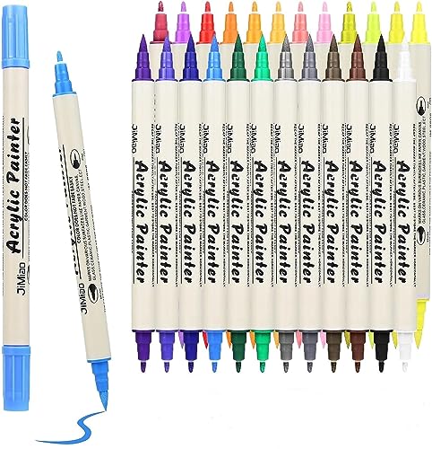 GENORTH Acrylstifte für Steine, 24 Dual Tip Acrylic Marker Farbe Acrylstifte Acrylmarker Steine Bemalen Stifte mit Metallfarbe, Bemalen von Steinen, Ostern, Halloween, Christbaumkugeln Deko GENORTH Acrylstifte für Steine, 24 Dual Tip Acrylic Marker Farbe Acrylstifte Acrylmarker Steine Bemalen Stifte mit Metallfarbe, Bemalen von Steinen, Ostern, Halloween, Christbaumkugeln Deko von GENORTH