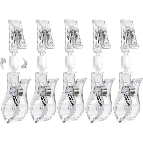 Doppel-Clips Etikettenhalter - 5 Stück Drehbare Doppel-Clips Supermarktregale Poster-Kartenhalter, Transparentes Plastik-Preisschild-Display, Großer Multifunktionaler Schildbefestigungsclip Doppel-Clips Etikettenhalter - 5 Stück Drehbare Doppel-Clips Supermarktregale Poster-Kartenhalter, Transparentes Plastik-Preisschild-Display, Großer Multifunktionaler Schildbefestigungsclip von GENSMILE