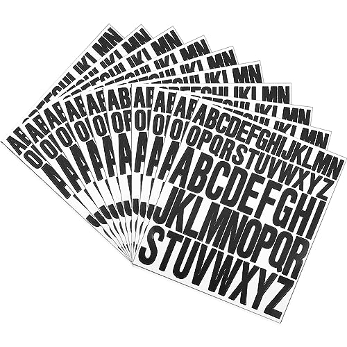 GENSMILE Großbuchstaben-Aufkleber - Schwarze Alphabet-Aufkleber, 10 Bögen Vinyl, Selbstklebend, 520 Buchstaben, für Basteln, Schilder, Poster, Fenster, Briefkasten von GENSMILE