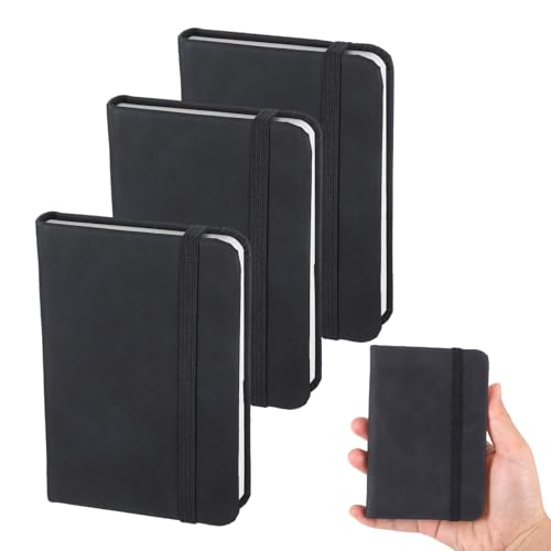 3 Stück Mini Notizbuch A7 Notizblock Kleines Notizbuch Klein Notizbücher Notizheft Notitzbuch Pocket Small Notebook Notepad Taschennotizbuch Pocketbook Notizblöcke aus Leder Für Arbeit Schwarz von GENZYRE