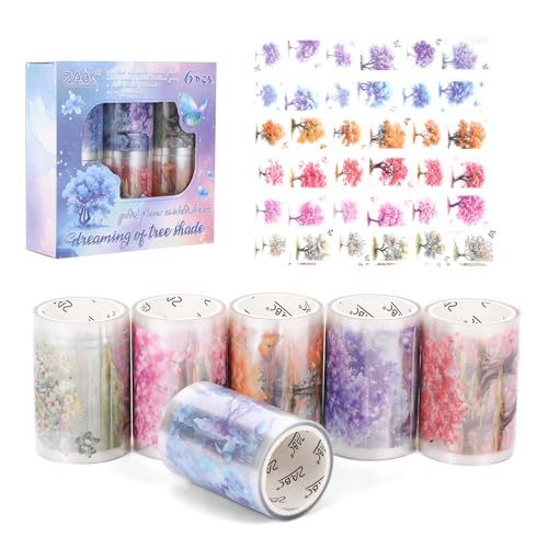 GENZYRE 6 Rollen Floral Washi Tape Set Vintage, Washi Sticker Rolle, Rub on Scrapbook Sticker Set Blumen Glitzer Washitape für Scrapbooking Journaling Kunsthandwerk Geschenke DIY für Blumen Lieben GENZYRE 6 Rollen Floral Washi Tape Set Vintage, Washi Sticker Rolle, Rub on Scrapbook Sticker Set Blumen Glitzer Washitape für Scrapbooking Journaling Kunsthandwerk Geschenke DIY für Blumen Lieben von GENZYRE