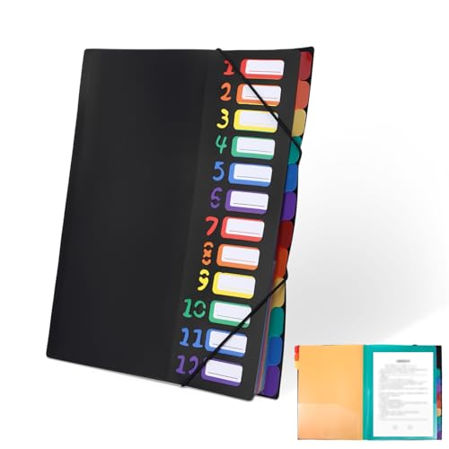 Schwarz Dokumentenmappe A4 Hefter Unterschriftenmappe Mappe Ordnungsmappe Sammelmappe Fächermappe A4 Dokumententasche Ordner Dokumenten Organizer mit Fächern Folder Aktenordner Pultordner Bürobedarf von GENZYRE