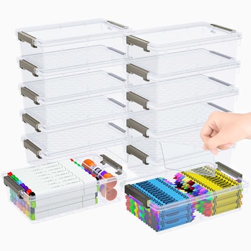 GEOPHIA Extra große Stiftebox mit herausnehmbaren Trennwänden, verdicktes Kunststoff-Federmäppchen, transparente Aufbewahrungsbox für Buntstifte, stapelbare Marker-Organizer, Behälter für Stifte GEOPHIA Extra große Stiftebox mit herausnehmbaren Trennwänden, verdicktes Kunststoff-Federmäppchen, transparente Aufbewahrungsbox für Buntstifte, stapelbare Marker-Organizer, Behälter für Stifte von GEOPHIA