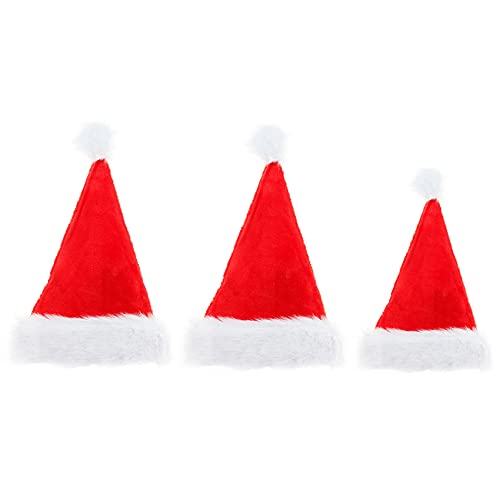 GERALD 3 STÜCKE Weihnachten Dekoration Hut PlüSch Rot und Weiß Weihnachten Weihnachtsmann Hut Plus Verdickter GroßE Ball HüTte von GERALD