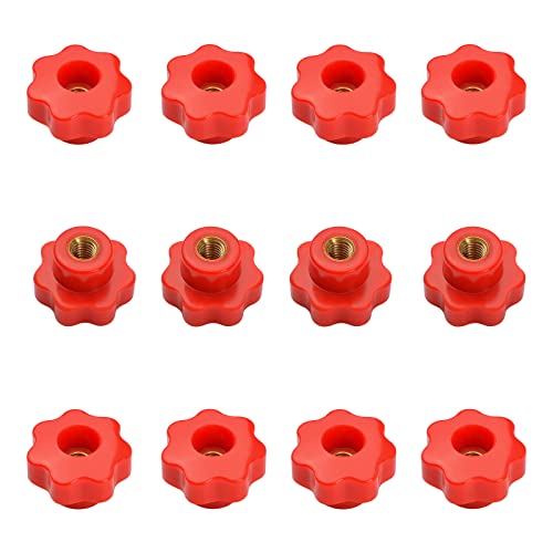 M4 Durchgangsloch-Knopf, 12 Stück, roter Kunststoff, Durchgangsloch-Set, Messing-Innengewindemutter, sternförmige Handknöpfe, roter Kunststoff-Schraubgriff, Klemmknopf for mechanische Geräte (Color : M4 Durchgangsloch-Knopf, 12 Stück, roter Kunststoff, Durchgangsloch-Set, Messing-Innengewindemutter, sternförmige Handknöpfe, roter Kunststoff-Schraubgriff, Klemmknopf for mechanische Geräte (Color : von GERRIT