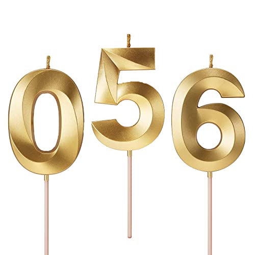 Gold digitale Geburtstagskerzen, Nummer 056, gebackene Kuchen Dekoration, Party Zubehör, Geeignet für spezielle Geburtstage von 50- und 60-Jahren，Kann allein oder in Kombination verwendet werden (056) von GERUI