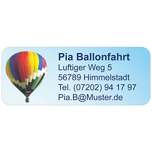 Adress-Etiketten - Adress-Aufkleber"Ballon" mit Ihrem Wunschtext, 160 Stück, ca. 56 x 23 mm, für 1 bis 5 Zeilen Text von GESCHENKE-MIT-NAMENde