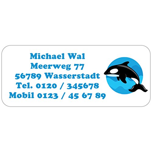 Adress-Etiketten"Orca" mit Ihrem Wunschtext, 160 Stück, ca. 56 x 23 mm, für bis zu 5 Zeilen Text von Geschenke mit Namen