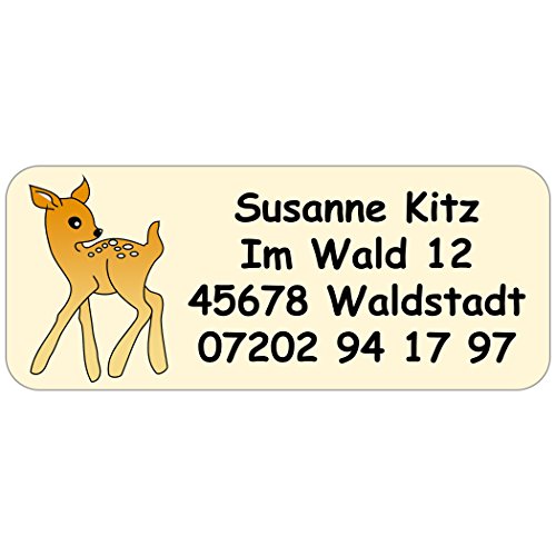 Adress-Etiketten"Rehkitz" mit Ihrem Wunschtext, 160 Stück, ca. 56 x 23 mm, für bis zu 5 Zeilen Text von GESCHENKE-MIT-NAMENde