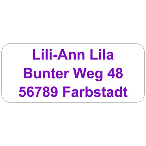 EXPRESS-ETIKETTEN lila Schrift | super schnelle Adress-Etiketten mit Ihrem Wunschtext, 160 Stück, ca. 56 x 23 mm von GESCHENKE-MIT-NAMENde