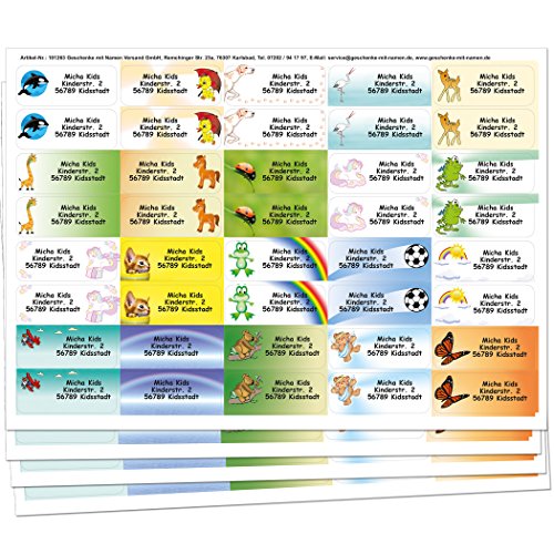 Kids-Sticker mit Ihrem WUNSCHTEXT, 160 Stück, ca. 56 x 23 mm, für bis zu 5 Zeilen Text, mit 20 schönen KINDERMOTIVEN Kids-Sticker mit Ihrem WUNSCHTEXT, 160 Stück, ca. 56 x 23 mm, für bis zu 5 Zeilen Text, mit 20 schönen KINDERMOTIVEN von GESCHENKE-MIT-NAMENde