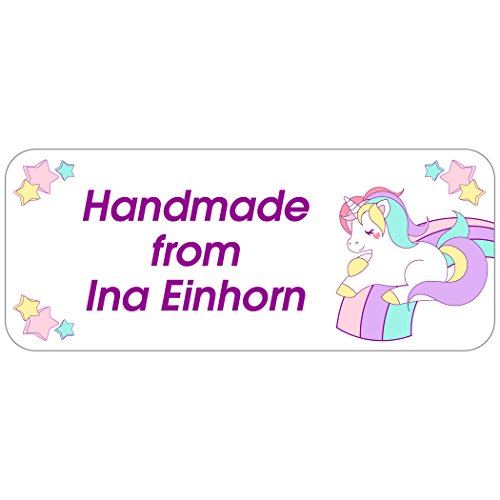 Kinder-Aufkleber - Adress-Etiketten"Unicorn - Einhorn" mit Ihrem Wunschtext, 160 Stück, ca. 56 x 23 mm, für 1 bis 5 Zeilen Text von GESCHENKE-MIT-NAMENde