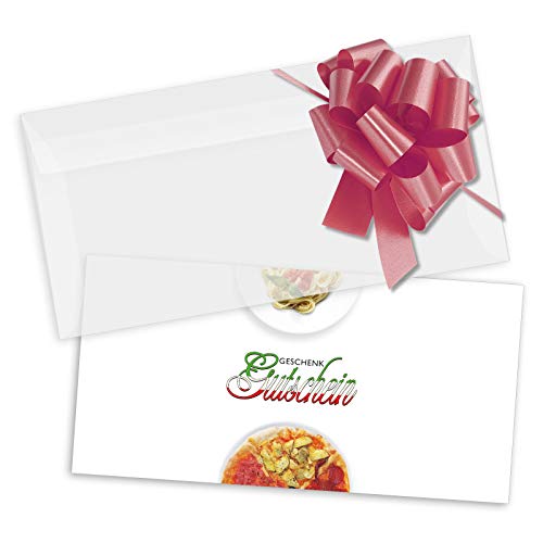 GESCHENKGUTSCHEINcom Geschenkgutscheine mit Kuvert und Schleife (jeweils 25 Stk.) für Italienisches Restaurant Pizzeria Gastronomie. G9204 von GESCHENKGUTSCHEINcom by POS-HAUER