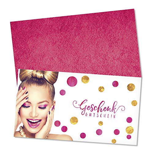 GESCHENKGUTSCHEINcom 10 Stk. Geschenkgutscheine mit Umschlag. Blanko-Gutscheine zum selber Ausfüllen für Kosmetikstudio Kosmetik beauty Nagelstudio. KS1271 von GESCHENKGUTSCHEINcom by POS-HAUER