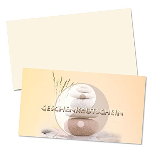 GESCHENKGUTSCHEINcom 10 Stk. Geschenkgutscheine mit Umschlag. Blanko-Gutscheine zum selber Ausfüllen für Kosmetik Spa und andere Unternehmen. MA1233 von GESCHENKGUTSCHEINcom by POS-HAUER