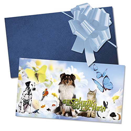 GESCHENKGUTSCHEINcom Gutschein-Set - 50 Gutscheine mit Umschlag & Schleife für Tierbedarf Zoohandlung Tierärzte, blanko zum selber Ausfüllen GESCHENKGUTSCHEINcom Gutschein-Set - 50 Gutscheine mit Umschlag & Schleife für Tierbedarf Zoohandlung Tierärzte, blanko zum selber Ausfüllen von GESCHENKGUTSCHEINcom by POS-HAUER