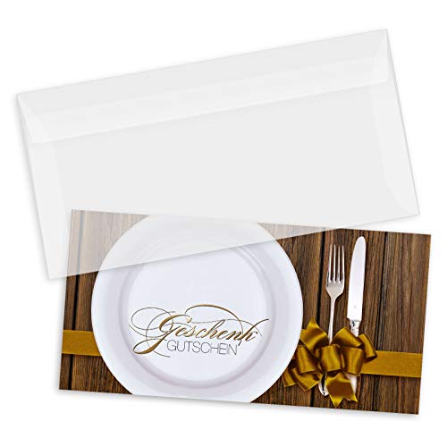 GESCHENKGUTSCHEINcom by POS-HAUER. Gutschein-Set. 100x Gutschein + Kuvert. Für Restaurant Gastronomie. von GESCHENKGUTSCHEINcom by POS-HAUER